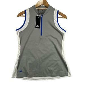 Adidas Golf Polo Shirt Sleeveless UPF 50+ Gray Blade Athletic Tank Womens Medium